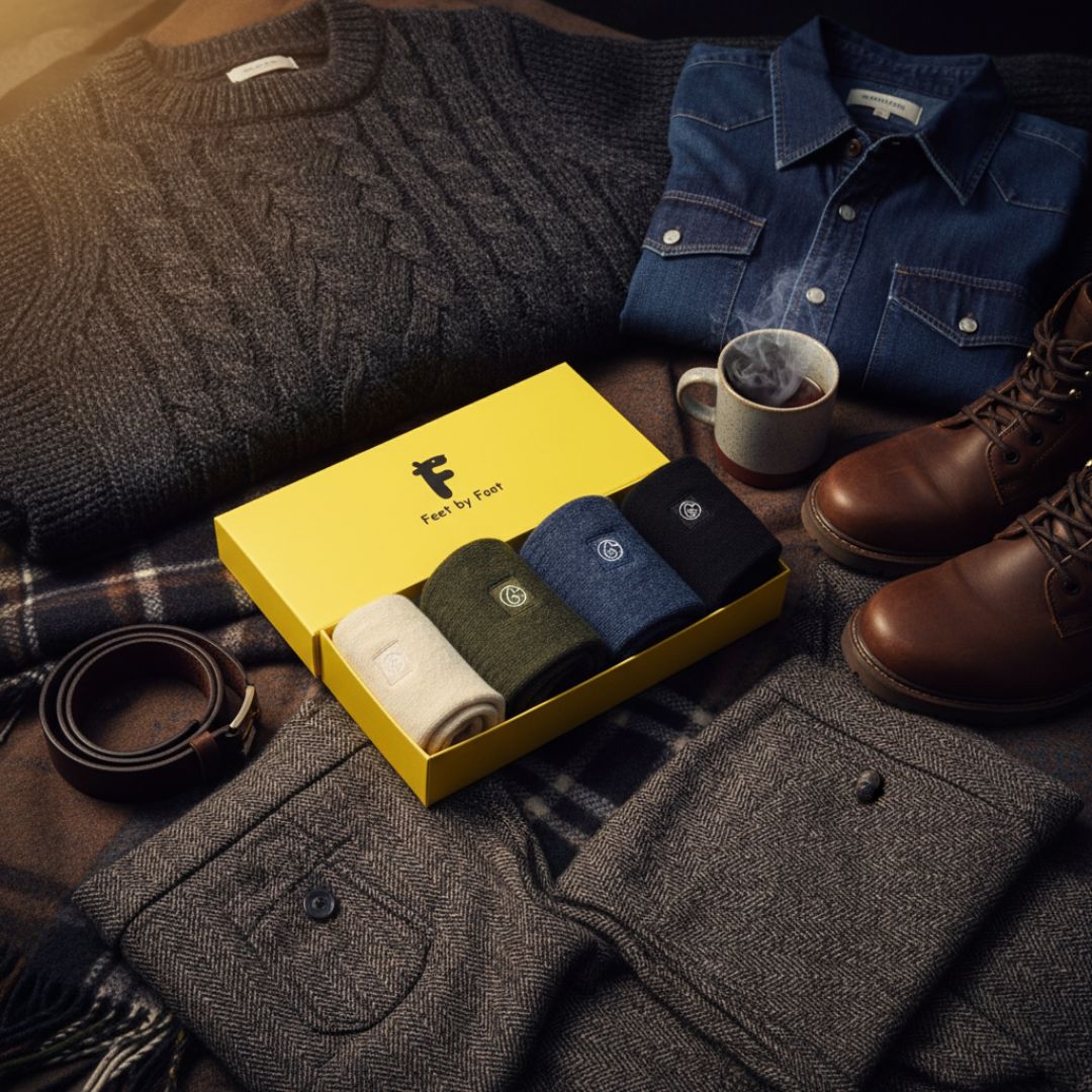 Luxury Wool Socks Gift Box – 4 Pair Set | Premium Warmth & Classic Colors
