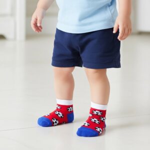 Red Soccer Ball Print Ankle Socks – Fun & Sporty for Kids