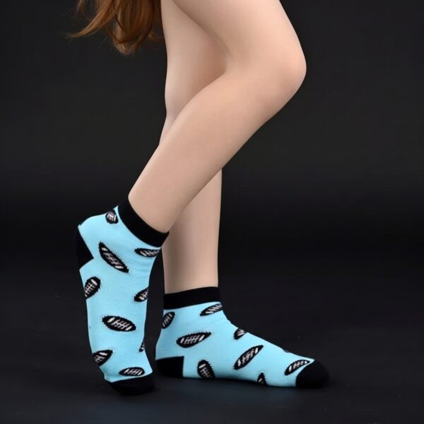 Sky Blue Football Print Ankle Socks – Soft & Stylish - Image 4