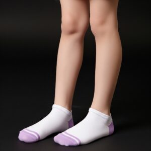 White & Lavender Ankle Socks with Striped Design – Soft Everyday Comfort