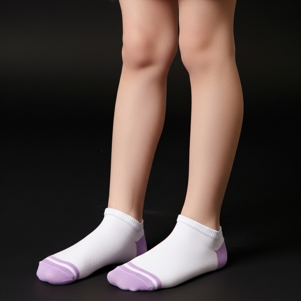 White & Lavender Ankle Socks with Striped Design – Soft Everyday Comfort