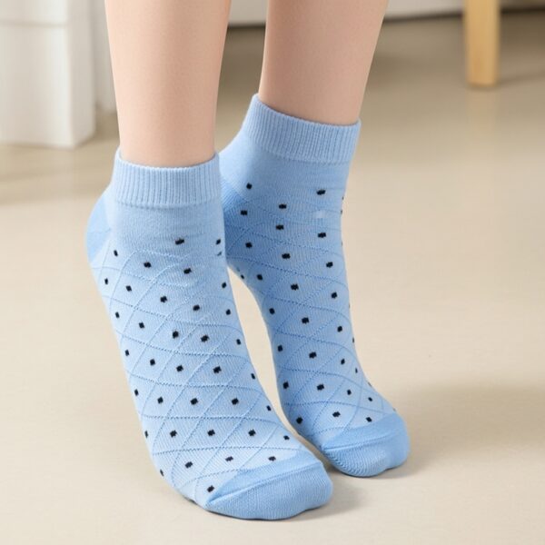 Light Blue Ankle Socks with Mini Dot Pattern – Soft & Breathable Everyday Comfort - Image 3