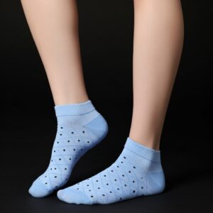 Light Blue Ankle Socks with Mini Dot Pattern – Soft & Breathable Everyday Comfort