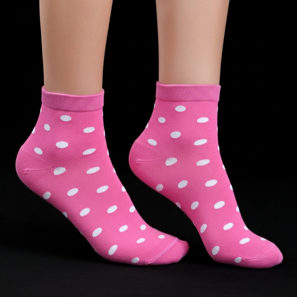 Pink Polka Dot Ankle Socks – Soft and Stylish Everyday Wear