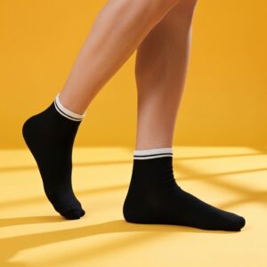 Classic Black Ankle Socks with White Trim