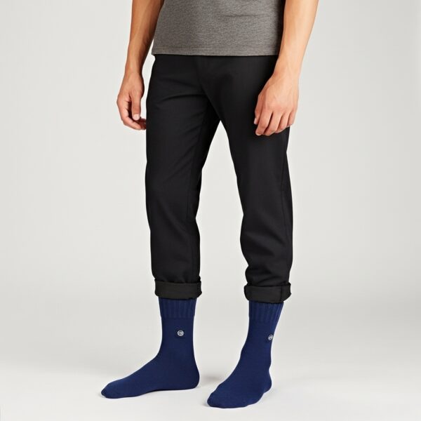Classic Navy Blue Woolen Crew Socks – Soft, Durable & Everyday Comfort - Image 4