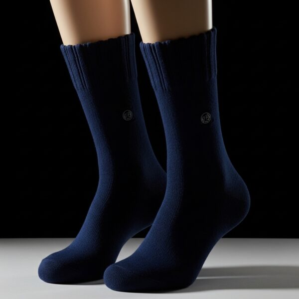 Classic Navy Blue Woolen Crew Socks – Soft, Durable & Everyday Comfort - Image 3