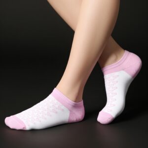 Cute Pink & White Ankle Socks with Heart Pattern – Soft & Stylish Everyday Wear