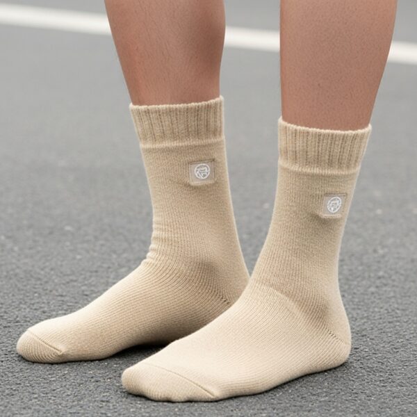 Premium Beige Woolen Crew Socks – Soft & Comfortable Daily Wear - Image 3