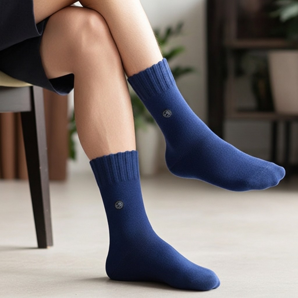 Premium Navy Blue Woolen Socks – Soft, Breathable & Comfortable (Unisex)