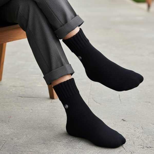 Classic Black Crew Socks – Premium Woolen Blend | Everyday Comfort & Style