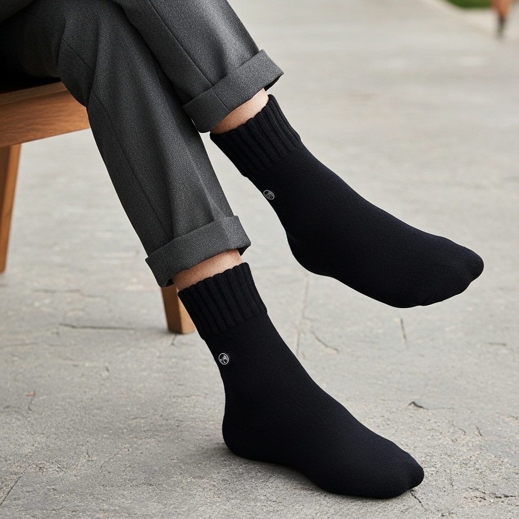Classic Black Crew Socks – Premium Woolen Blend | Everyday Comfort & Style
