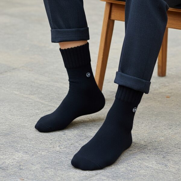 Classic Black Crew Socks – Premium Woolen Blend | Everyday Comfort & Style - Image 3