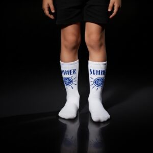 White Crew Socks with “Summer” Print & Lemon Graphic
