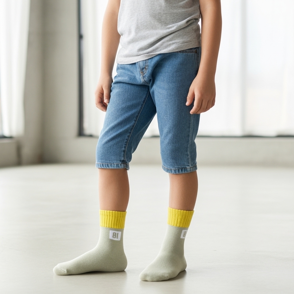 Unisex Grey Ankle Socks with Yellow Cuffs – Breathable Cotton Blend