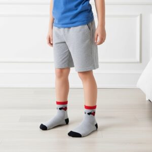Kids Superman Socks – Grey & Red Superhero Design, Soft Cotton Blend