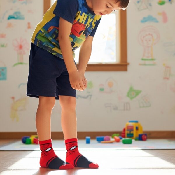 Kids Spiderman Ankle Socks – Superhero Cartoon Design, Soft & Comfortable - Image 2