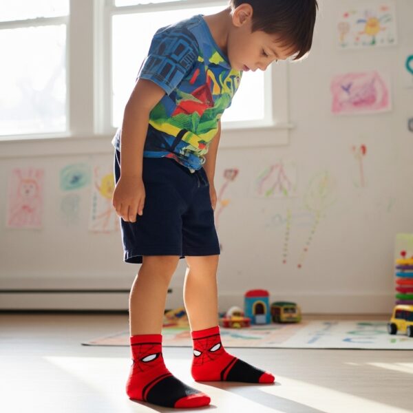 Kids Spiderman Ankle Socks – Superhero Cartoon Design, Soft & Comfortable - Image 4