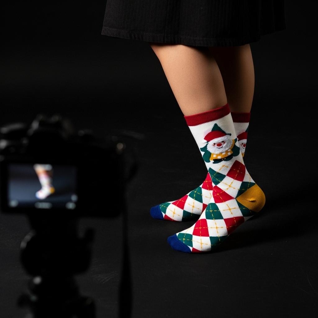 Whimsical Gnome Argyle Christmas Socks - Festive Holiday Crew Socks