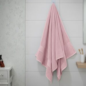 Quick Dry Pink Cotton Bath Towel – 645 GSM Extra Large (155×75 cm) Ultra Soft & Super Absorbent