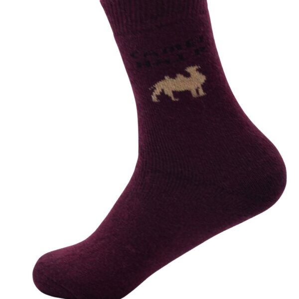 Camel Hair Wool Winter Socks – Ultra Warm & Soft Thermal Socks (Maroon) - Image 3