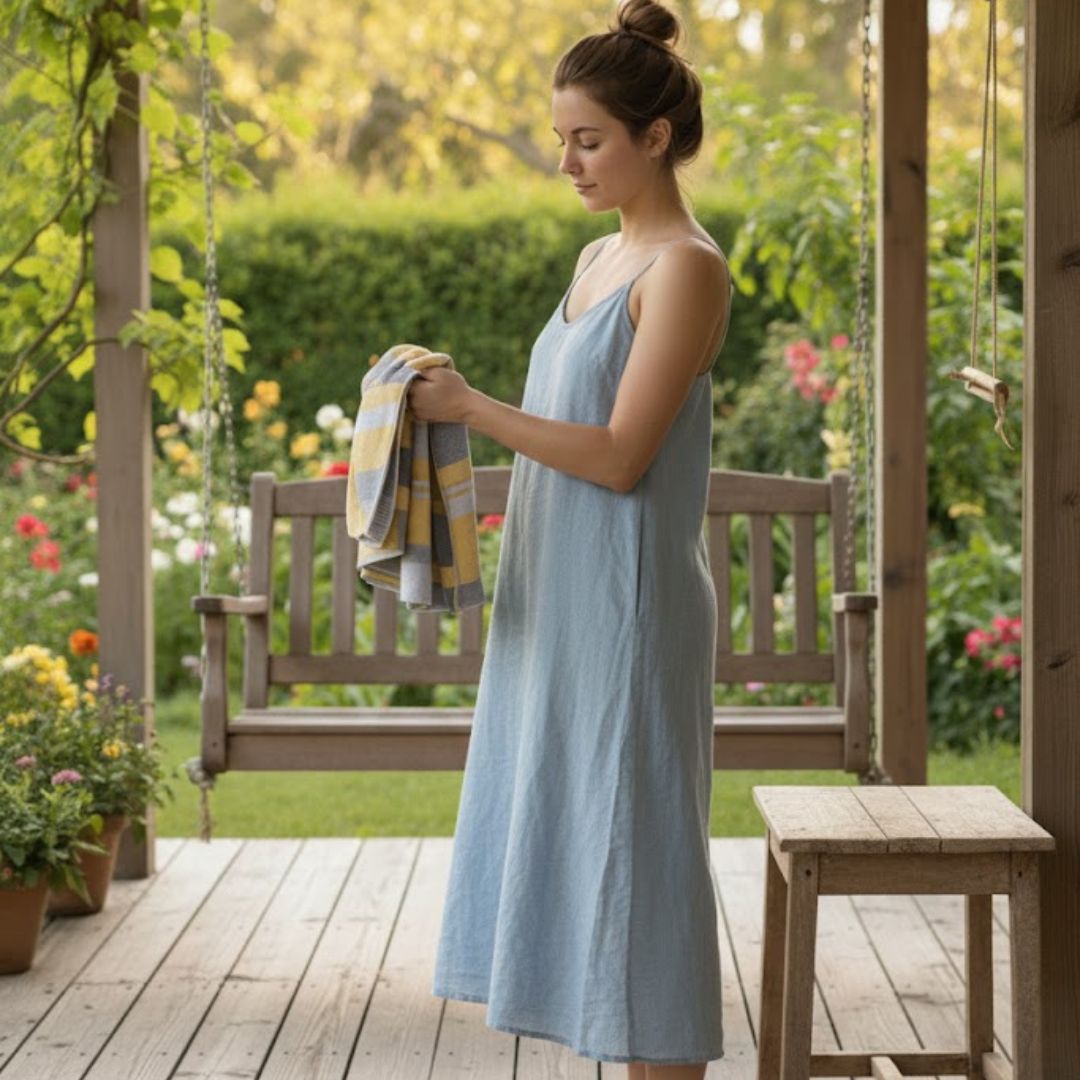 Premium Cotton Bath Towel – 575 GSM, Large Size (130x70 cm), Ultra Soft & Super Absorbent in Yellow-Grey Check Design