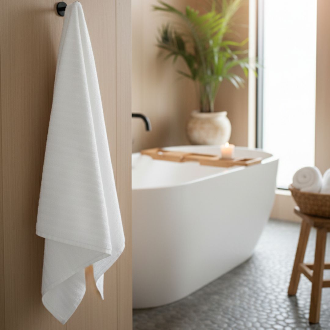 Super Absorbent Pure White Cotton Bath Towel – 440 GSM Extra Large (160×75 cm) Soft & Quick Dry