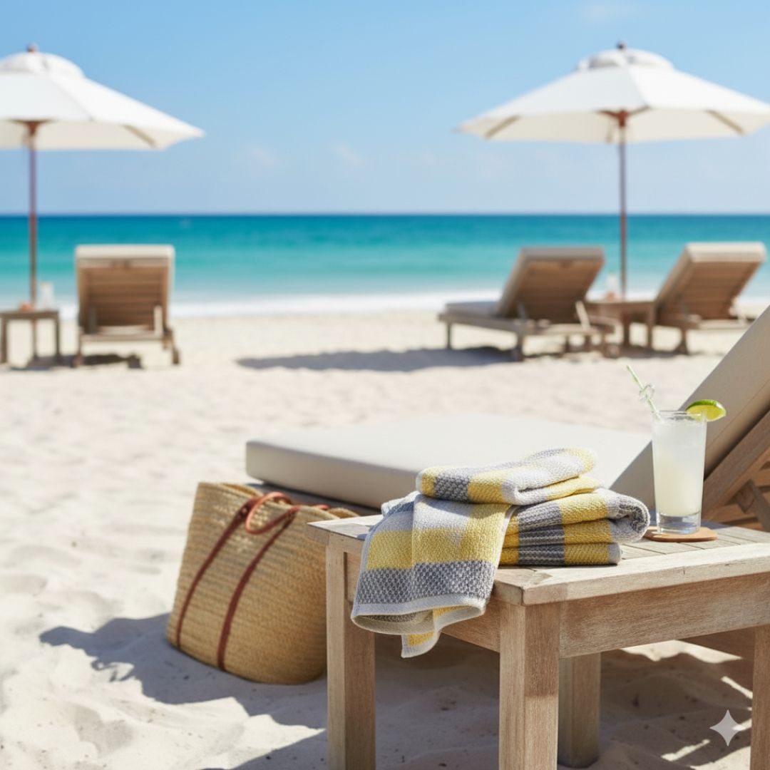 Premium Cotton Bath Towel – 575 GSM, Large Size (130x70 cm), Ultra Soft & Super Absorbent in Yellow-Grey Check Design - Image 4