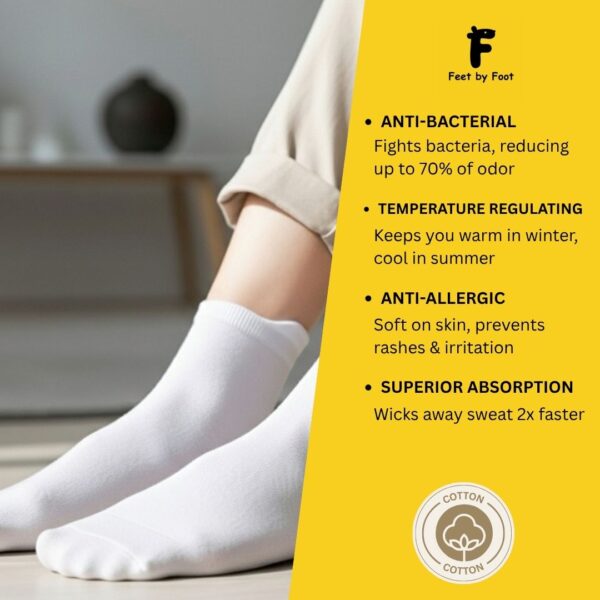 White Antimicrobial Cotton Socks – Ultra Soft, Odor-Control, and Sweat-Free Socks for Daily Comfort - Image 2