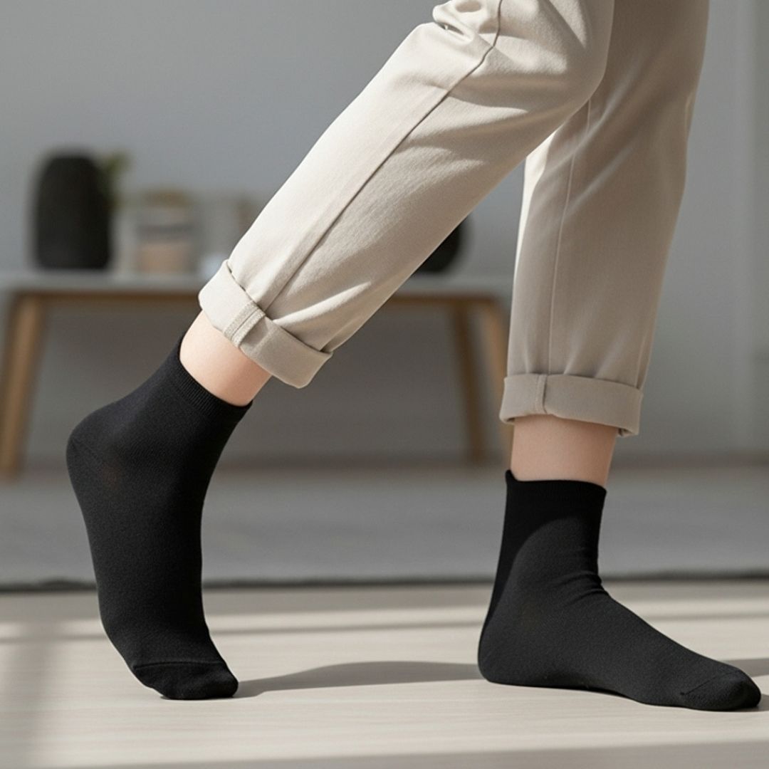 Black Antimicrobial Cotton Socks – Odor-Free, Sweat-Absorbing, and Anti-Allergic Everyday Socks
