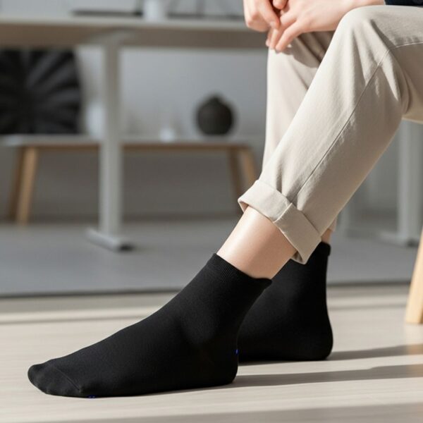 Black Antimicrobial Cotton Socks – Odor-Free, Sweat-Absorbing, and Anti-Allergic Everyday Socks - Image 2
