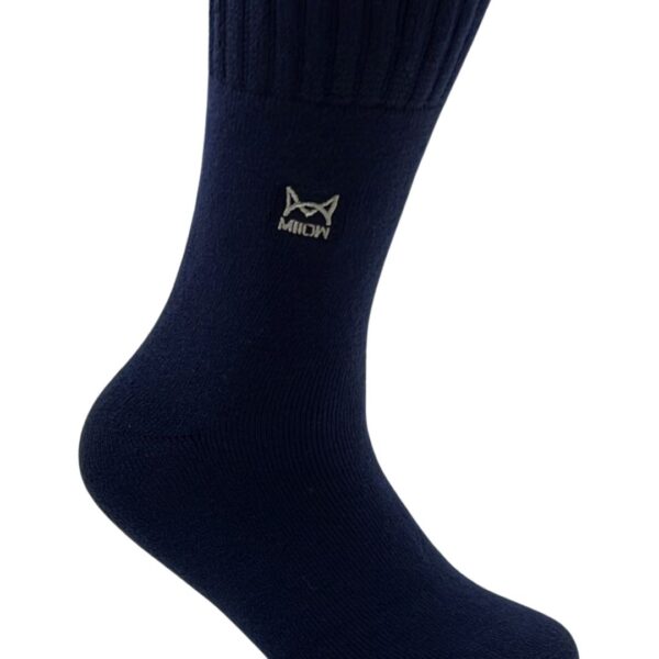 Premium Navy Blue Woolen Crew Socks – Soft, Warm & Breathable Winter Essential - Image 2