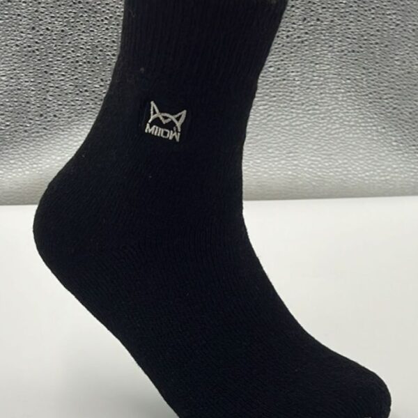 Warm Woolen Black Crew Socks – Soft, Breathable & Winter-Ready Comfort - Image 2