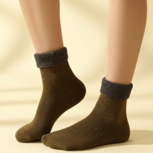 Premium Woolen Winter Socks – Olive Brown | Soft, Warm & Breathable