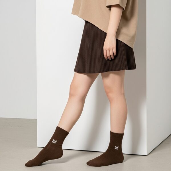 Cozy Brown Woolen Crew Socks – Soft, Warm & Breathable Winter Comfort - Image 4