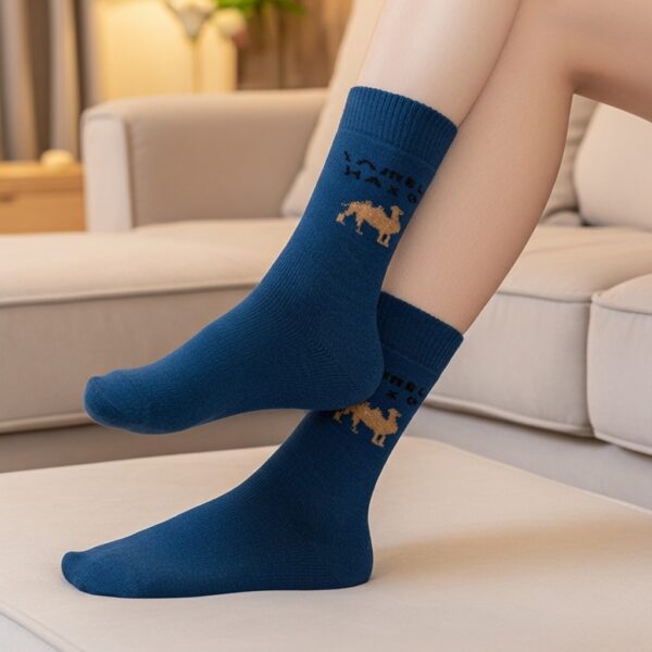 Premium Camel Hair Blue Wool Socks – Warm Winter Comfort Socks - Image 4