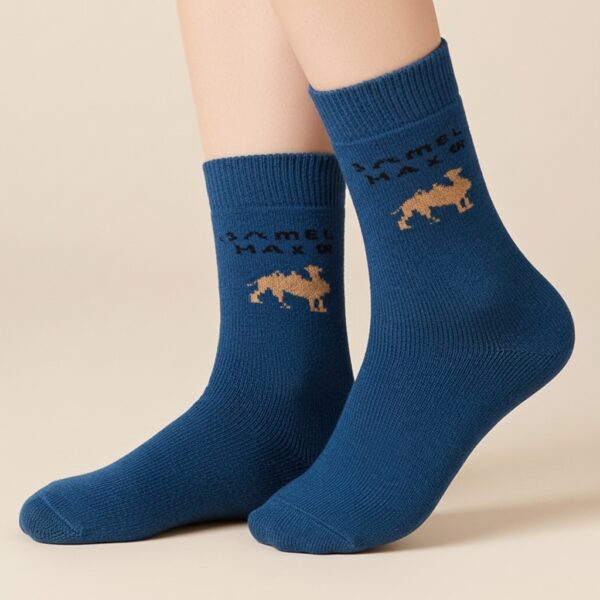 Premium Camel Hair Blue Wool Socks – Warm Winter Comfort Socks - Image 2