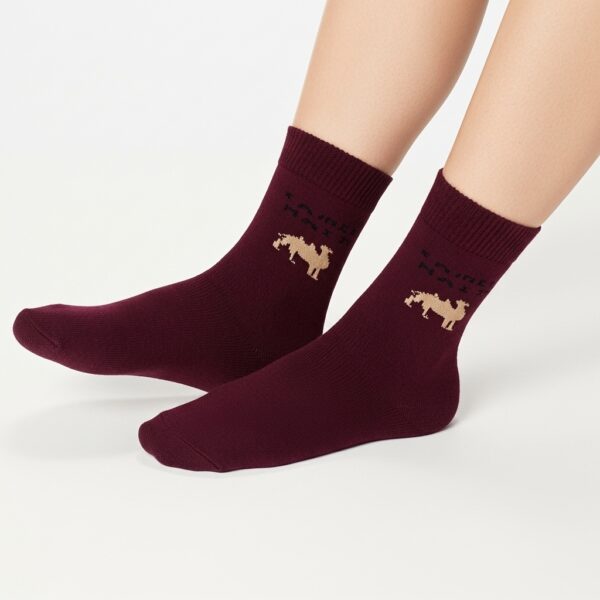 Camel Hair Wool Winter Socks – Ultra Warm & Soft Thermal Socks (Maroon) - Image 4