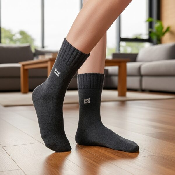 Premium Dark Grey Woolen Winter Socks – Thick, Warm & Soft Daily Wear - Image 3