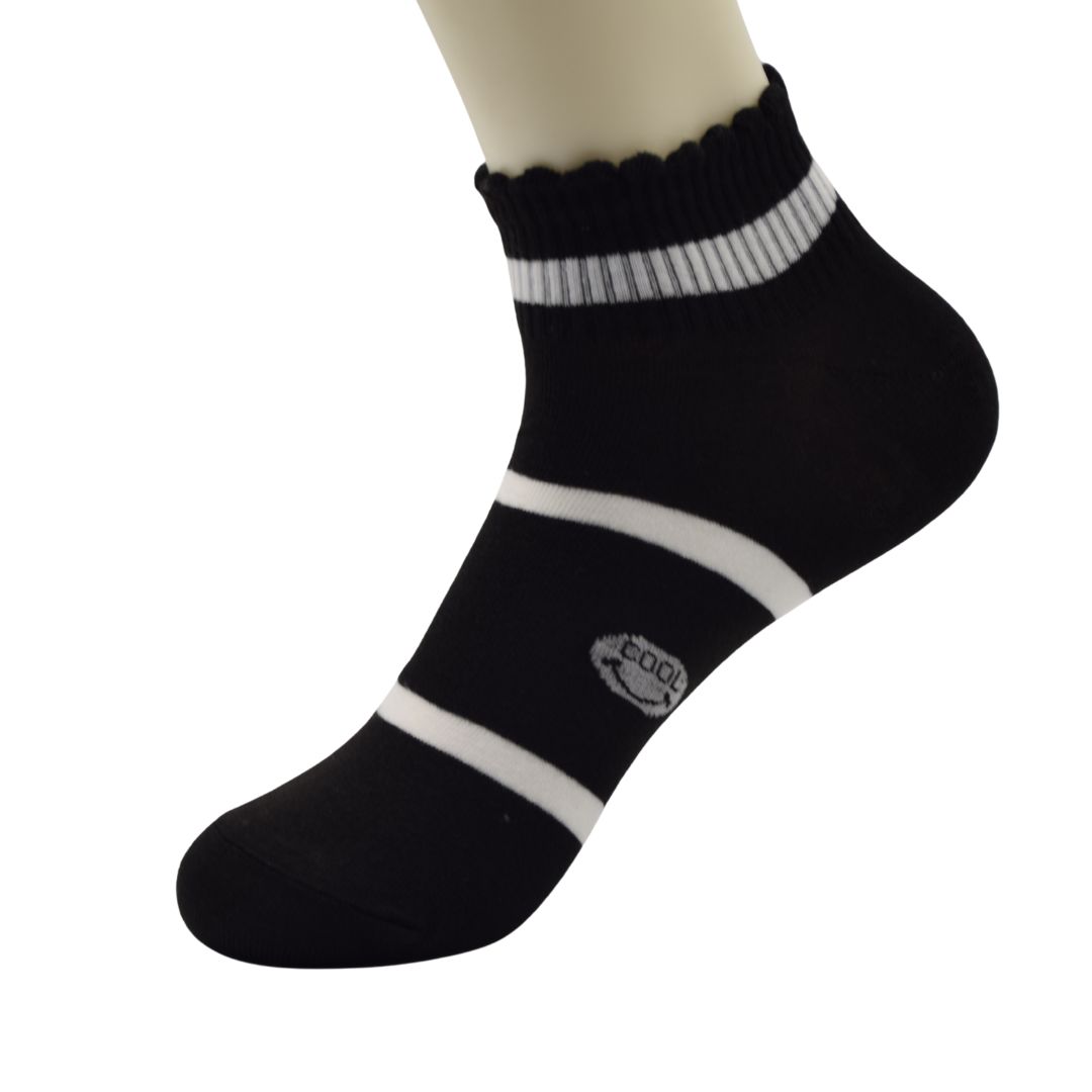 Black & White Striped Ankle Socks | Soft Cotton Casual Socks - Image 4