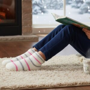 Breathable Sheer Ankle Socks in Peach with Black & Blue Floral Print – Lightweight & Stylish