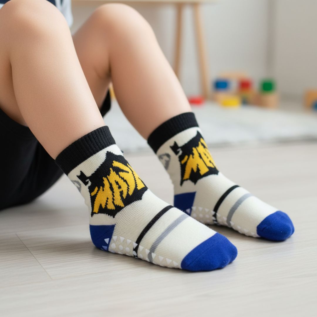 Kids' Anti-Slip Socks with Superhero Symbol