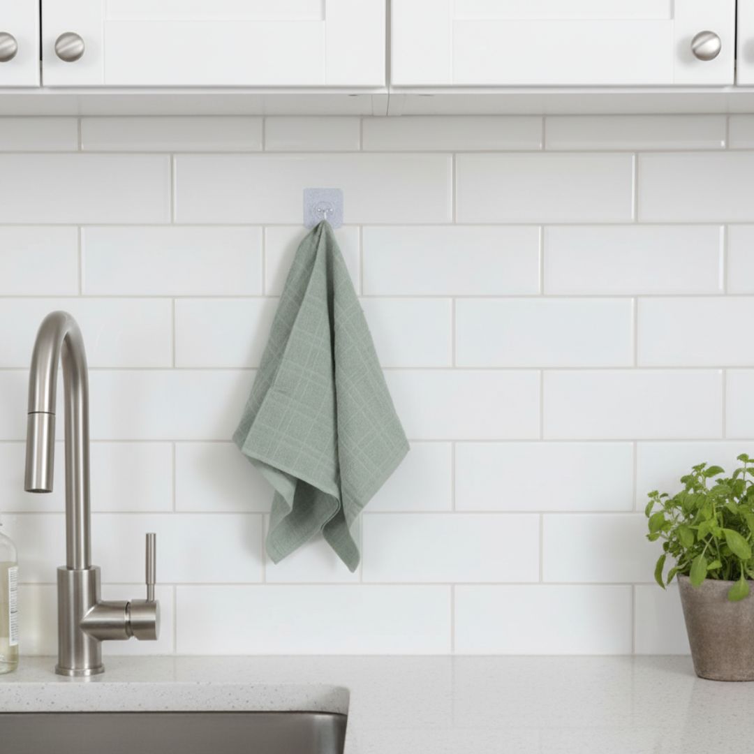 Absorbent Cotton Kitchen Towel in Calming Sage Green – Subtle Texture & Quick Drying