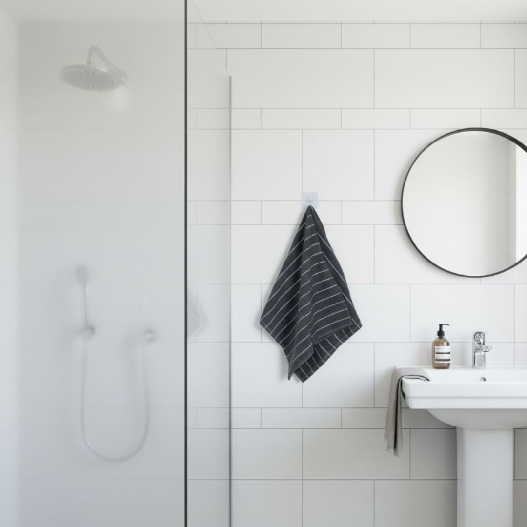 Ultra-Soft & Absorbent Charcoal Cotton Hand Towel with Narrow White Stripes – Minimalist Bathroom Decor