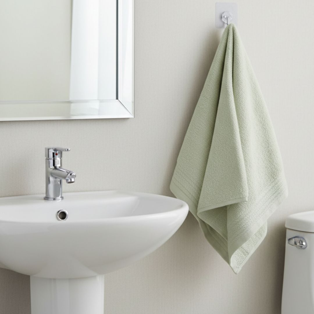 Ultra-Soft, Absorbent Cotton Hand Towel in Tranquil Sage Green – Minimalist Bathroom Essential