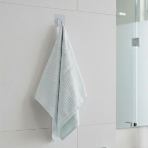 Absorbent Cotton Hand Towel with Diamond Weave Texture in Pale Mint/Blue – Serene Bathroom Essential