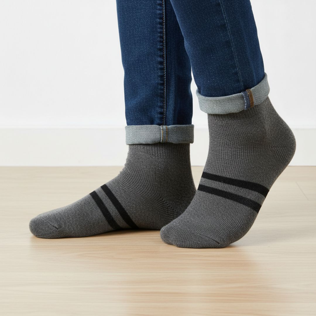 Men's/Unisex Premium Woolen Blend Crew Socks with Double Sport Stripe