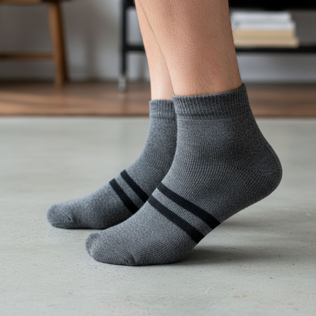 Men's/Unisex Premium Woolen Blend Crew Socks with Double Sport Stripe - Image 3