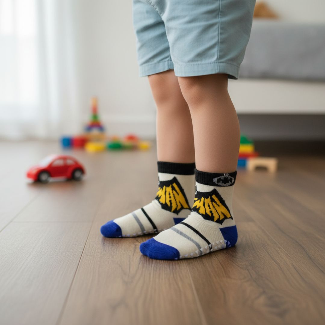 Kids' Anti-Slip Socks with Superhero Symbol - Image 3