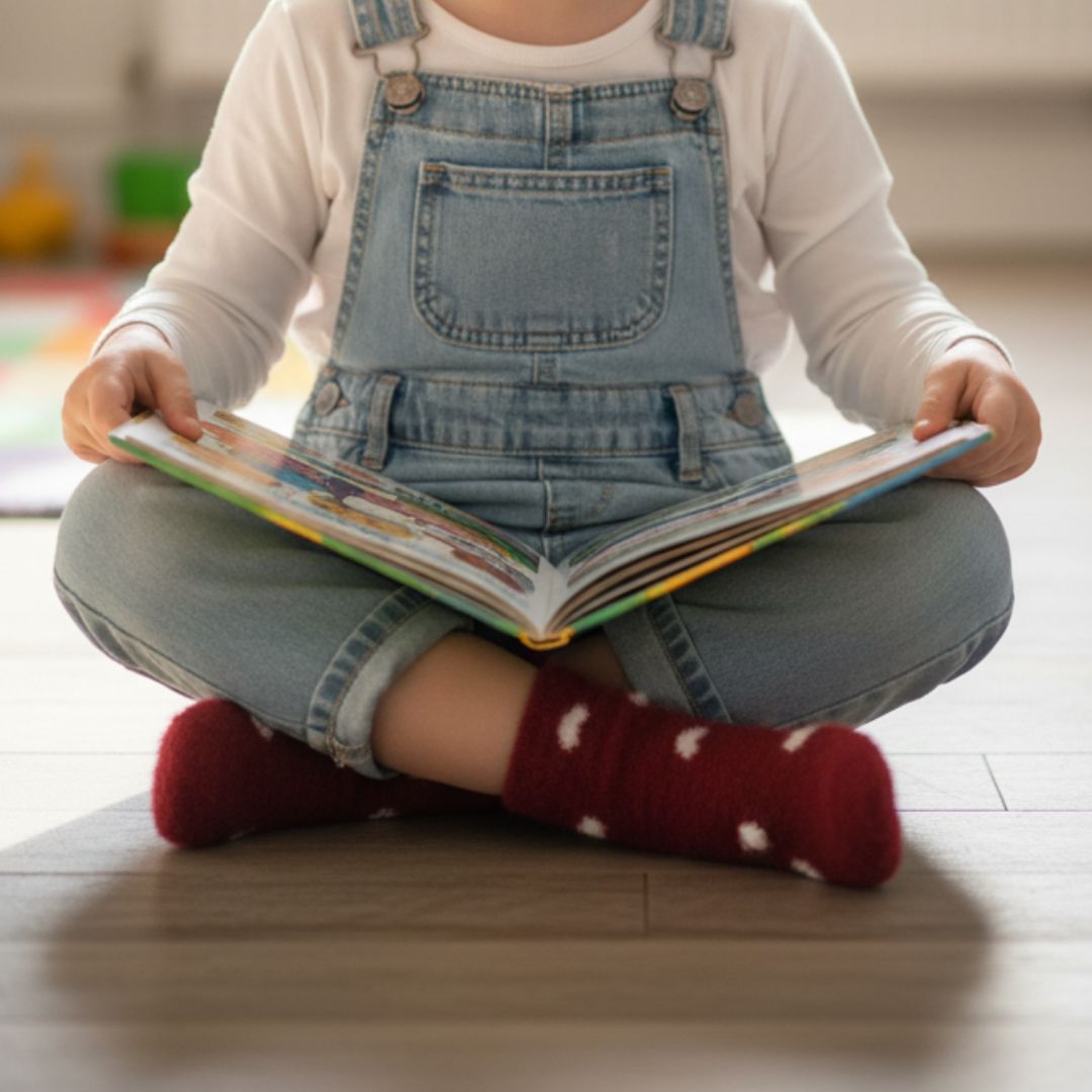 Thermal Knit Cozy Socks in Festive Red with Charming White Heart Motif – Perfect for Winter Home Wear - Image 3